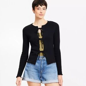 LOFT Ribbed Tie Cardigan -- Worn Once